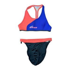 Vintage 80s Jet Pilot Neoprene Scuba Bikini Set High Cut Surf Swimsuit Top S
